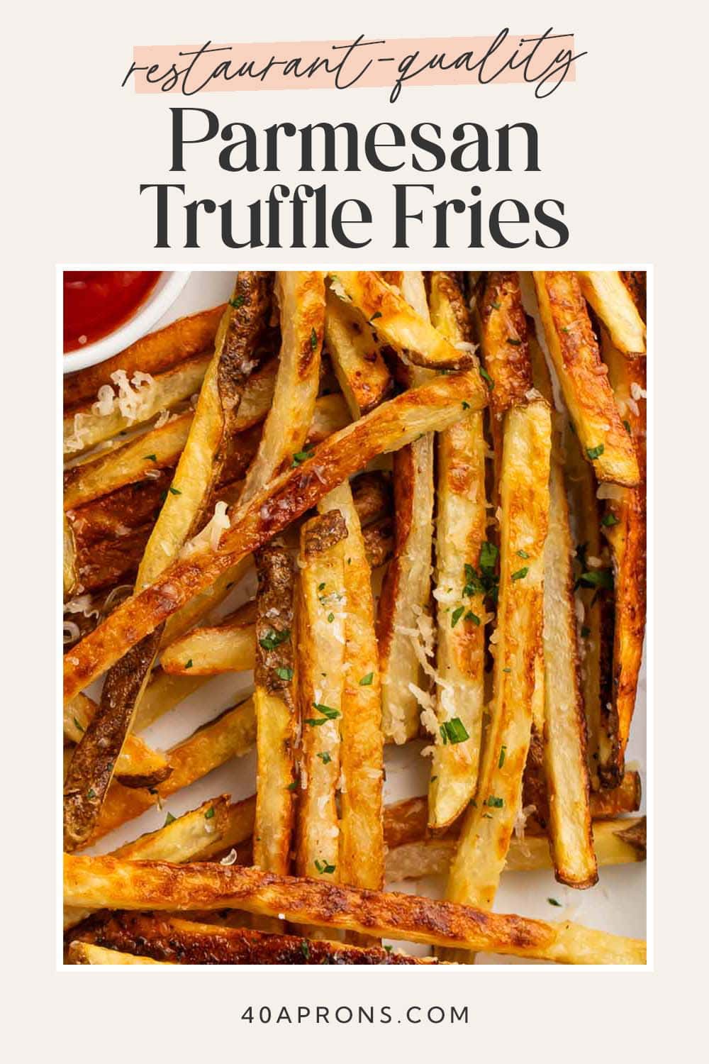 Pin graphic for parmesan truffle fries.