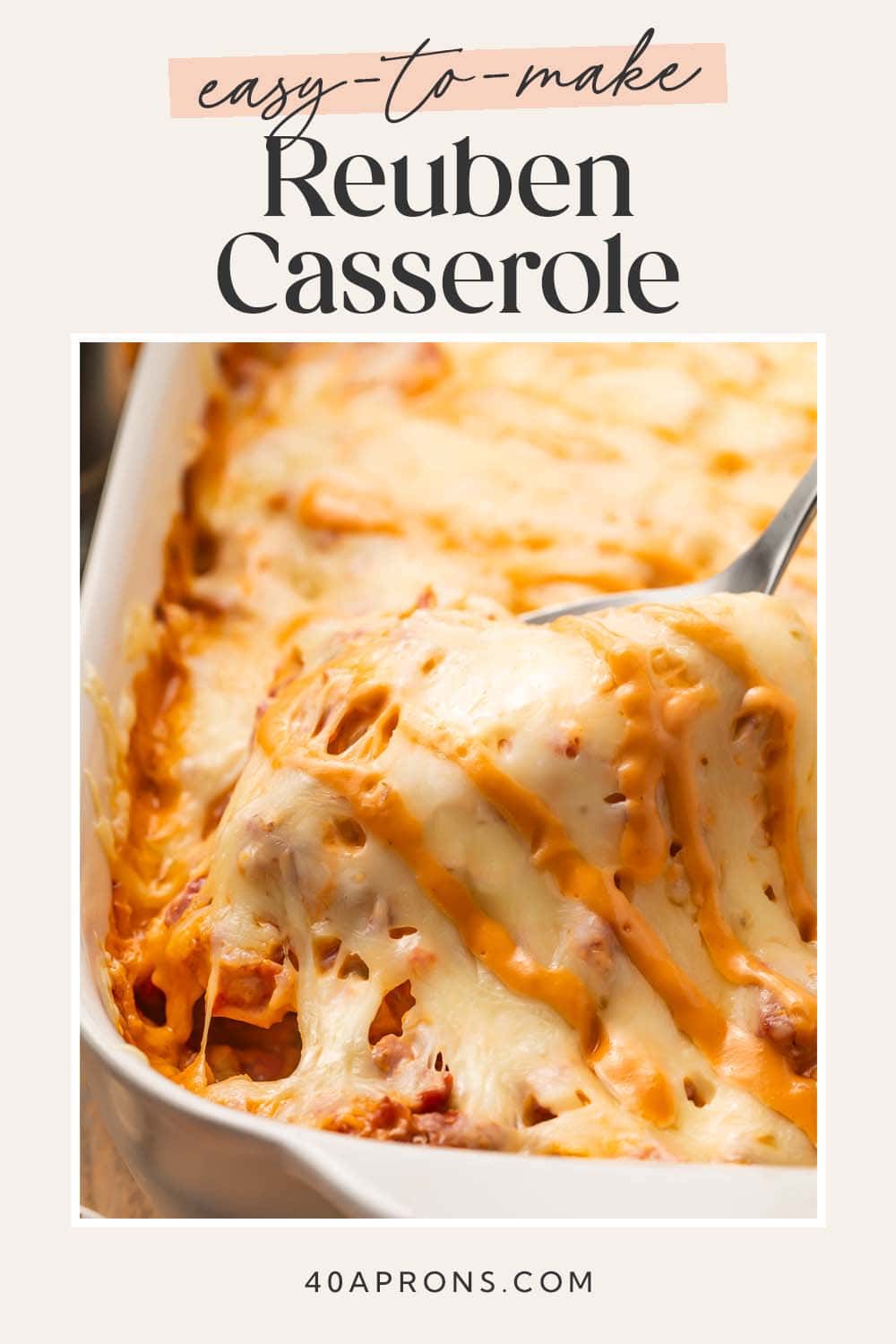 Pin graphic for Reuben casserole.