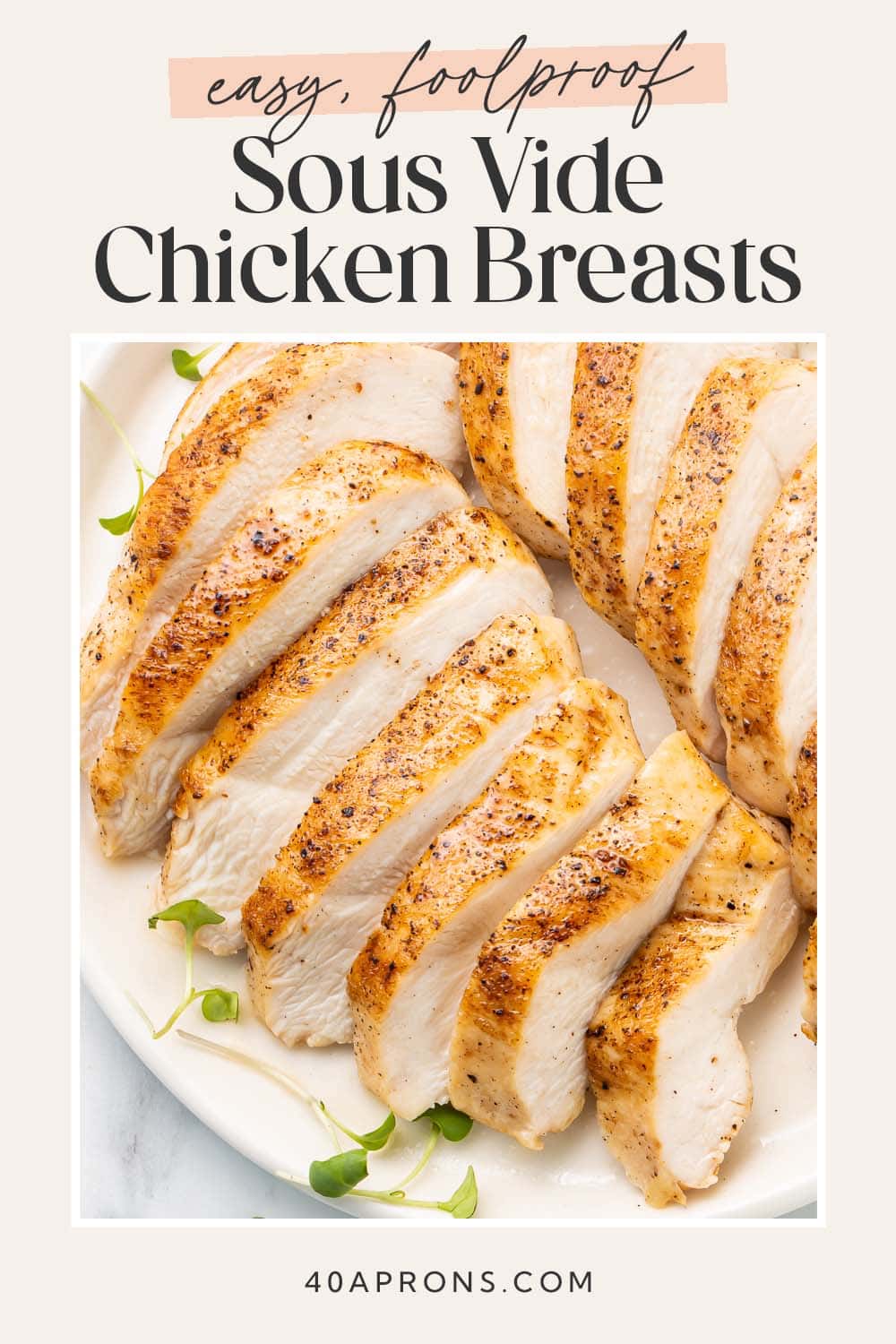 Pin graphic for sous vide chicken breasts.