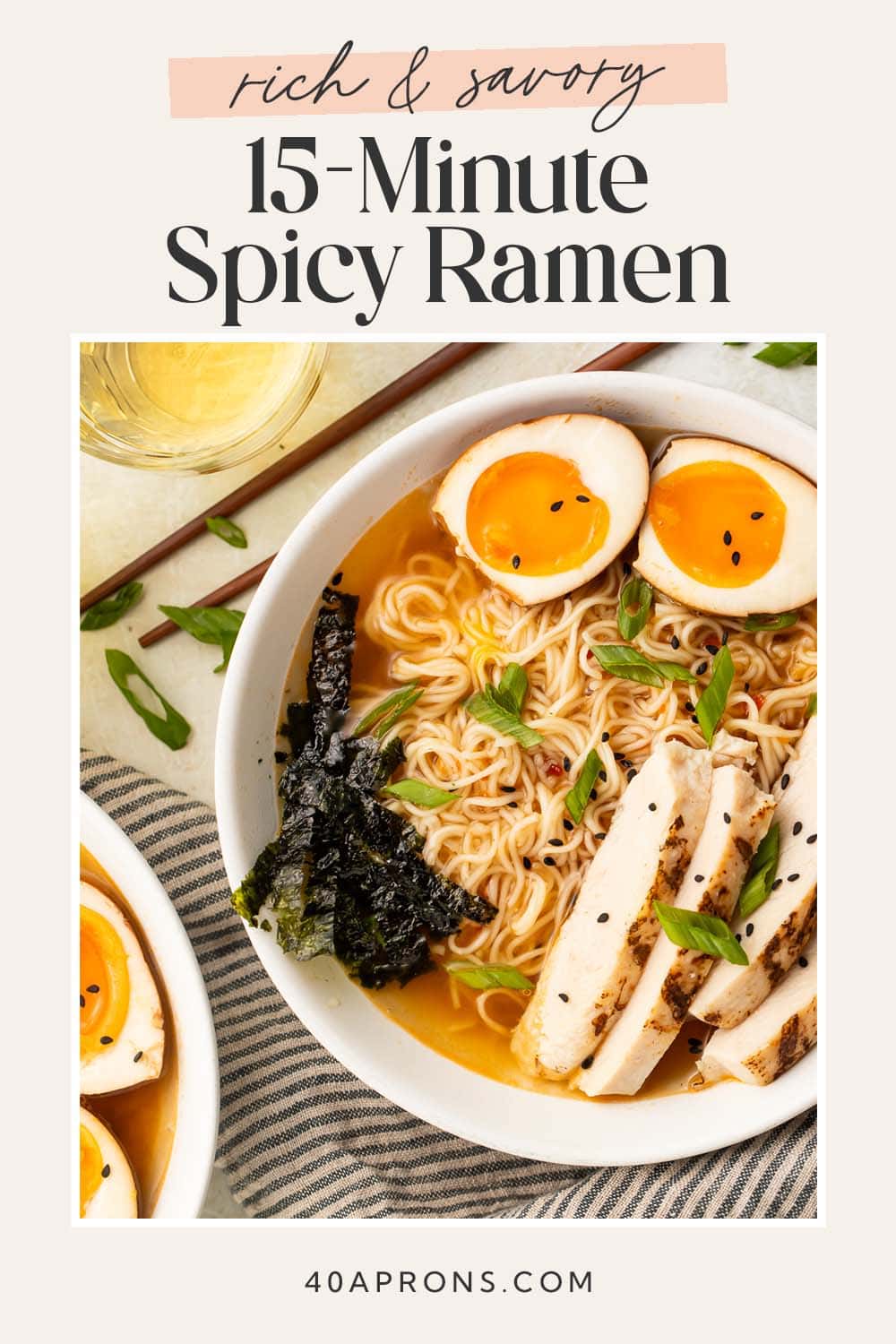 Pin graphic for spicy ramen.