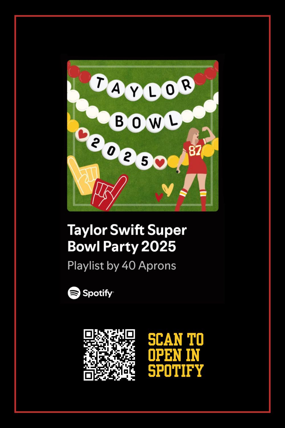 Pin graphic for Taylor Swift Super Bowl Party.