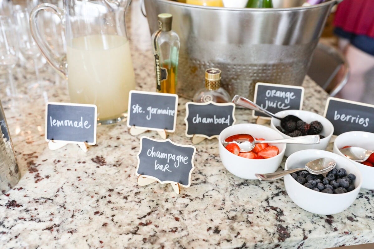 Mimosa bar at our flower stall party.