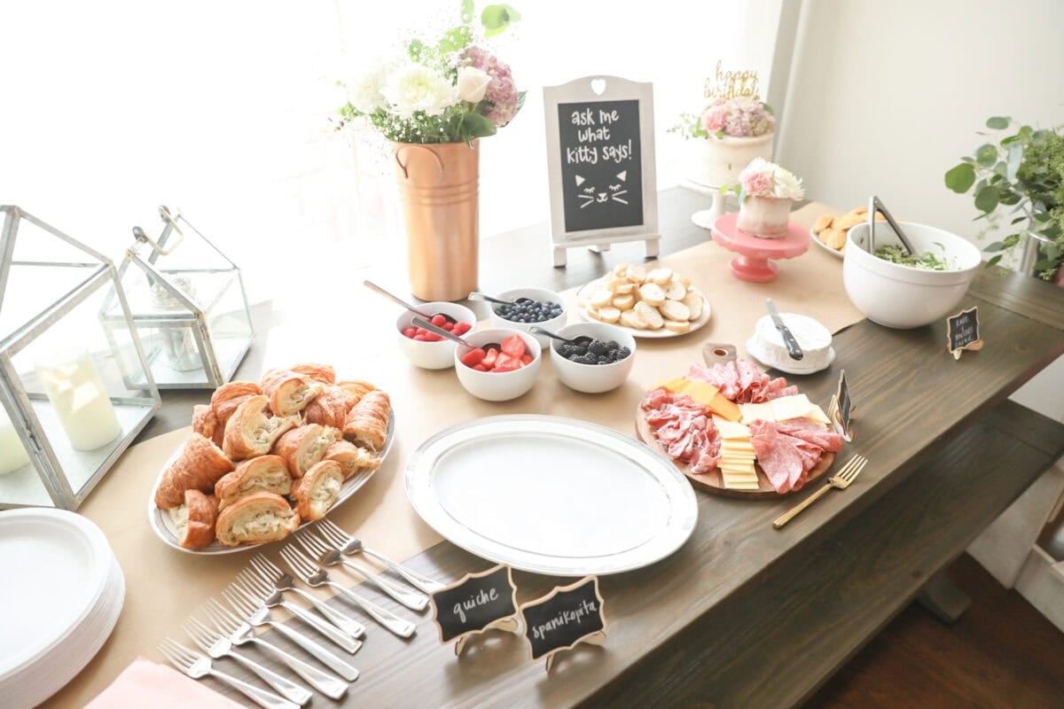 The food table at our flower stall party.