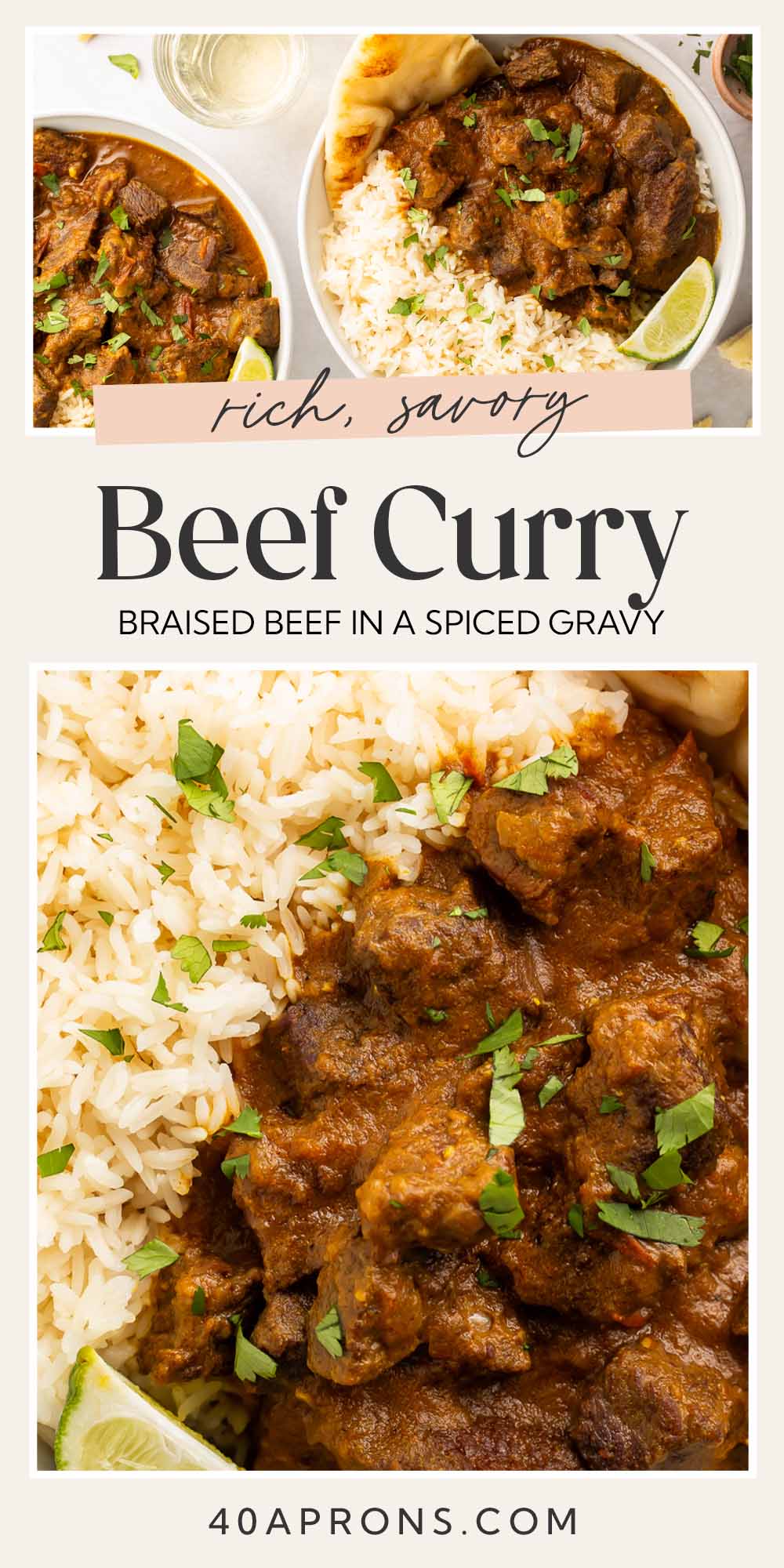 Pin graphic for beef curry.