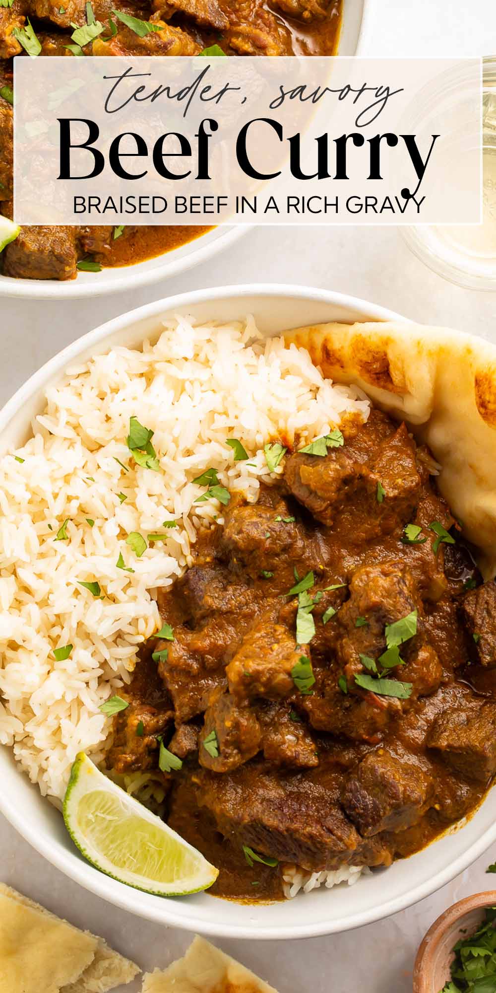 Pin graphic for beef curry.