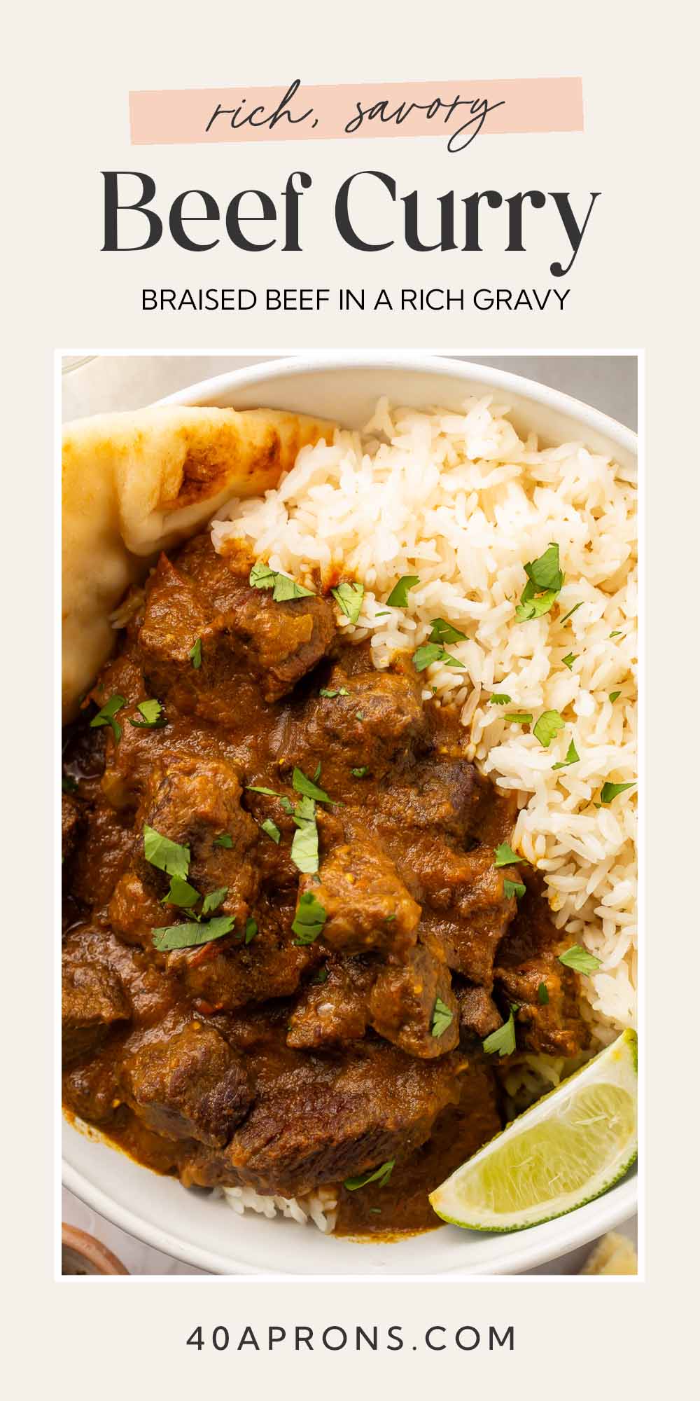 Pin graphic for beef curry.