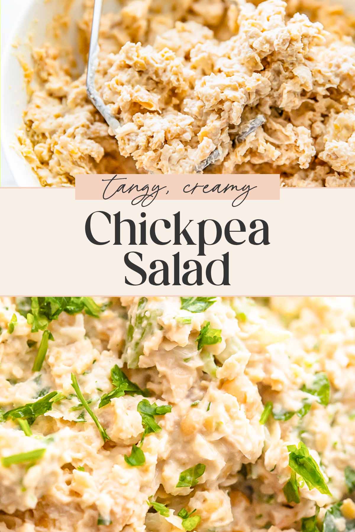 Pin graphic for chickpea salad sandwiches.
