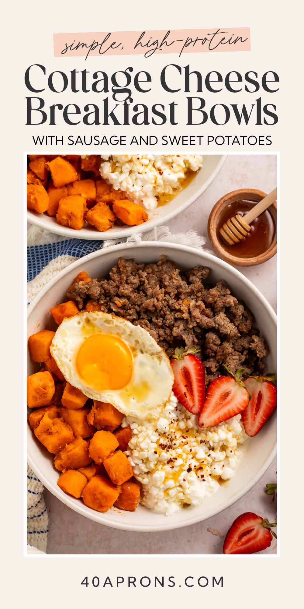 Pin graphic for breakfast cottage cheese bowls.