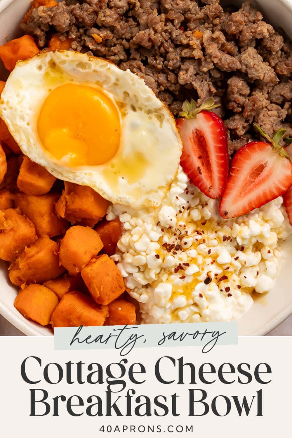 Pin graphic for breakfast cottage cheese bowls.