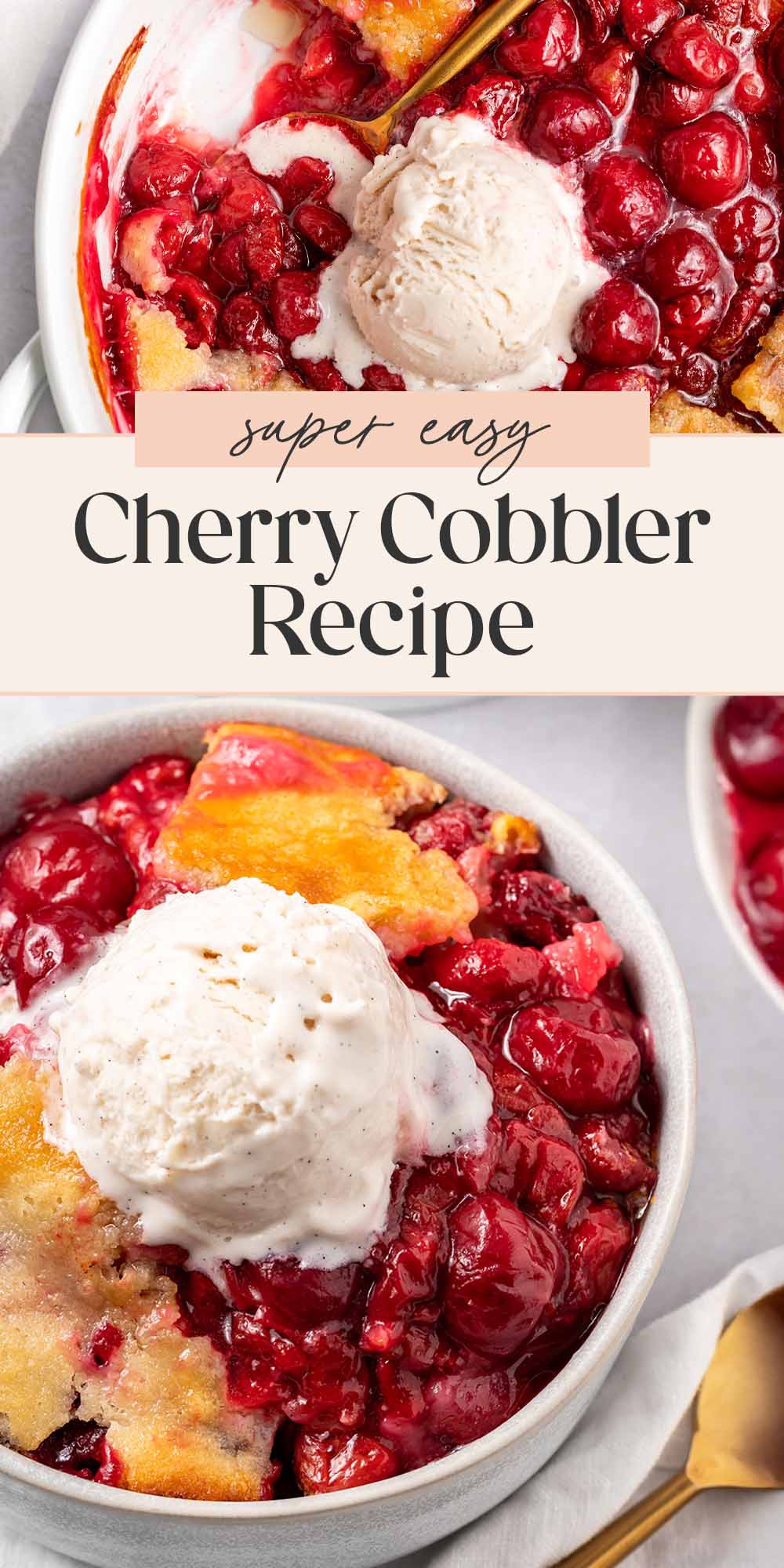 Pin graphic for cherry cobbler.