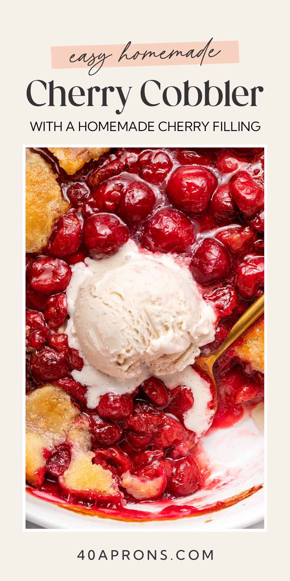 Pin graphic for cherry cobbler.