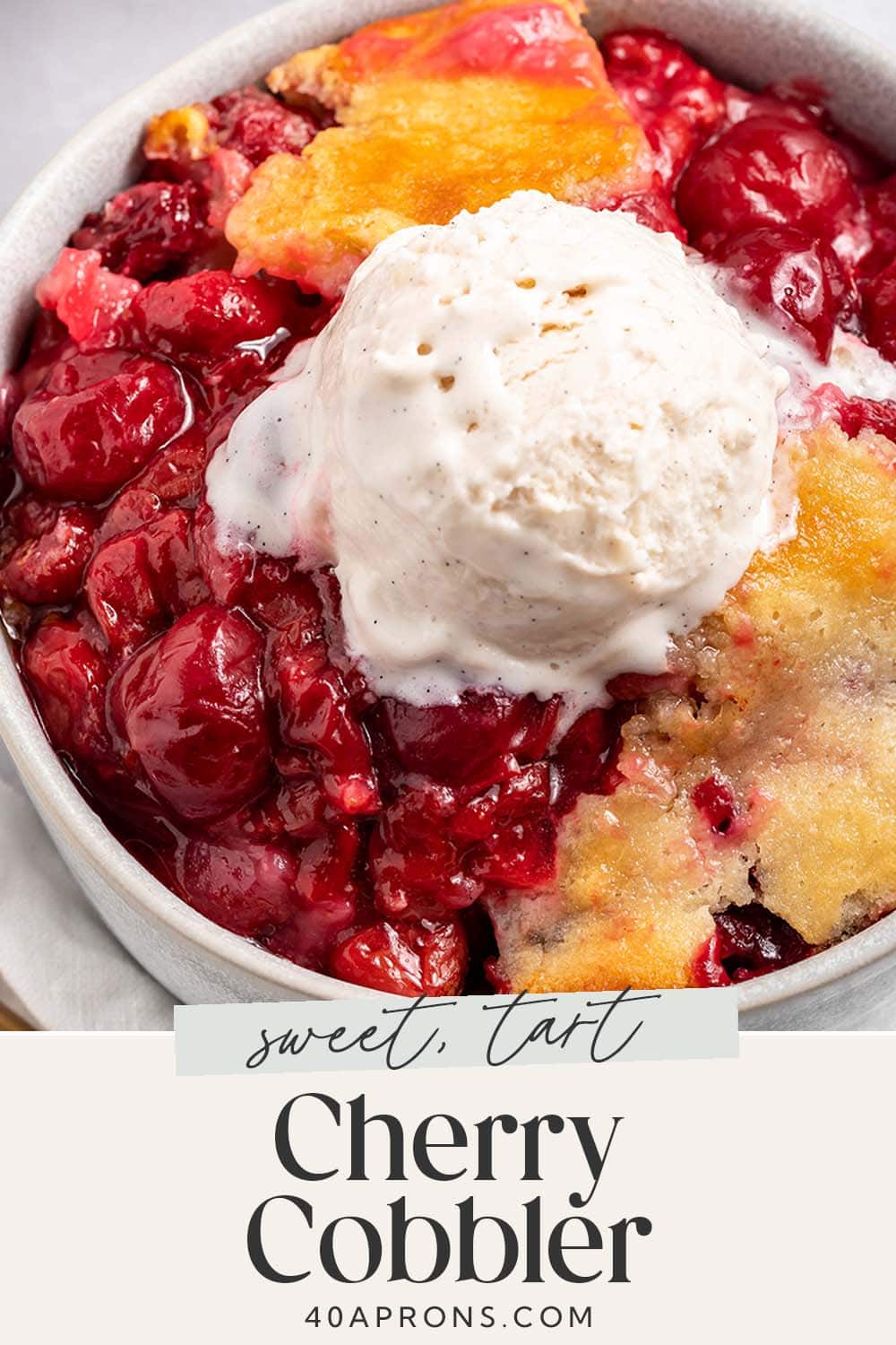 Pin graphic for cherry cobbler.