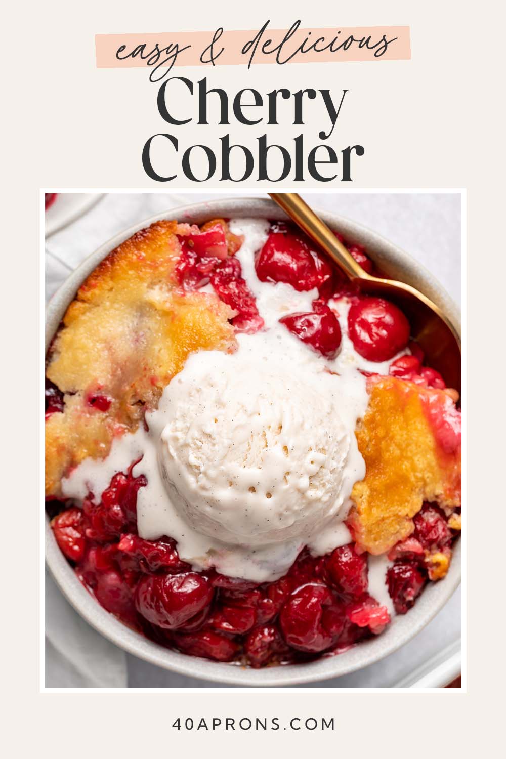 Pin graphic for cherry cobbler.
