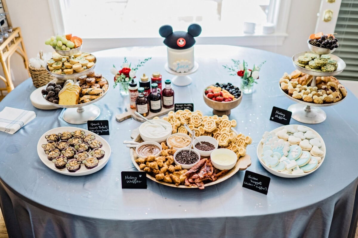 The food table at our Magic Kingdom themed birthday party.
