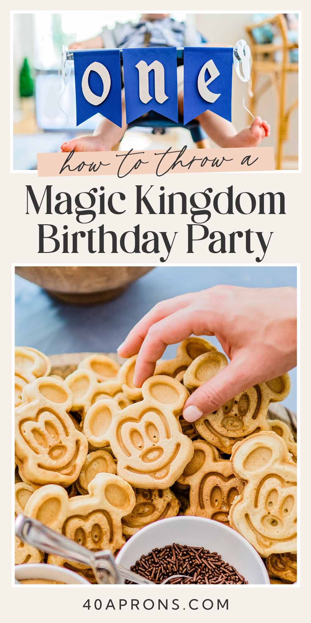 Pin graphic for Magic Kingdom birthday party.
