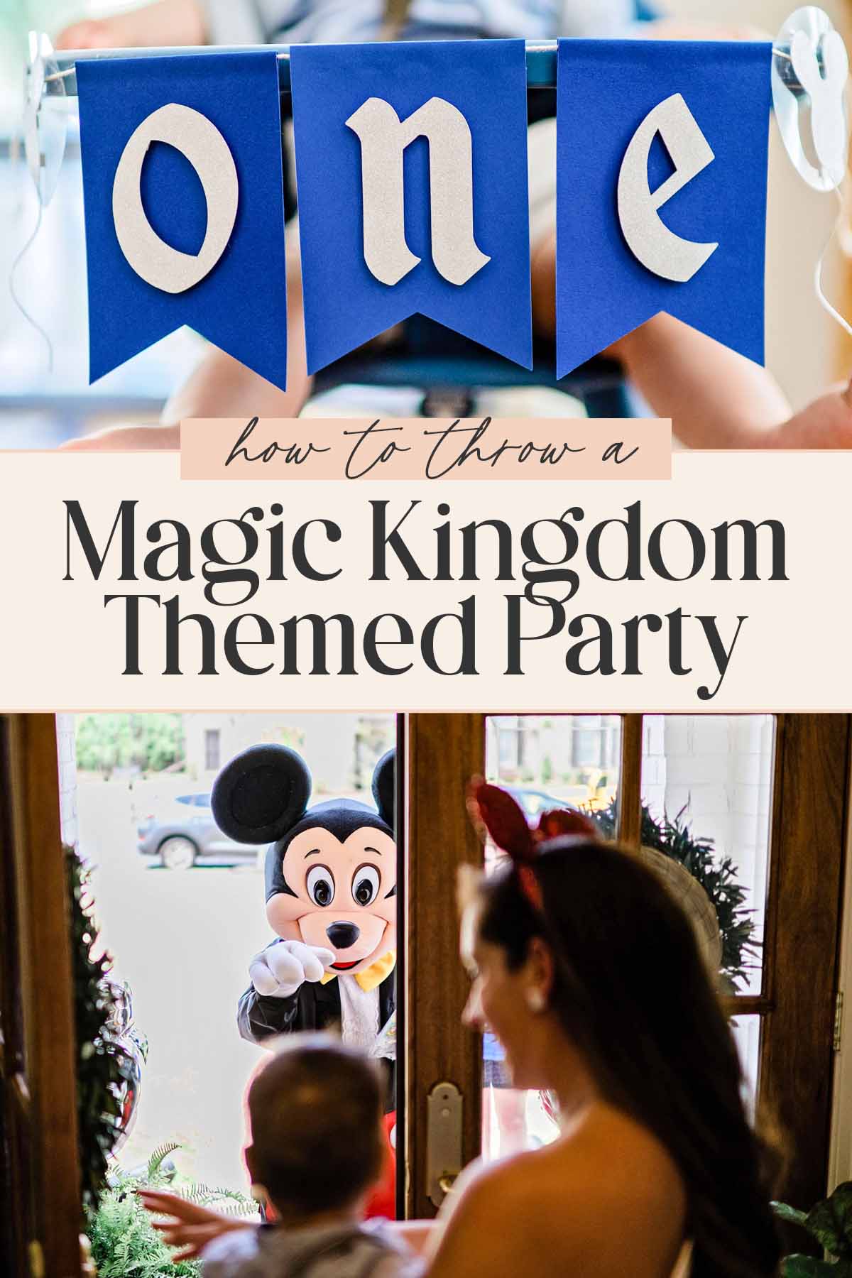 Pin graphic for Magic Kingdom birthday party.