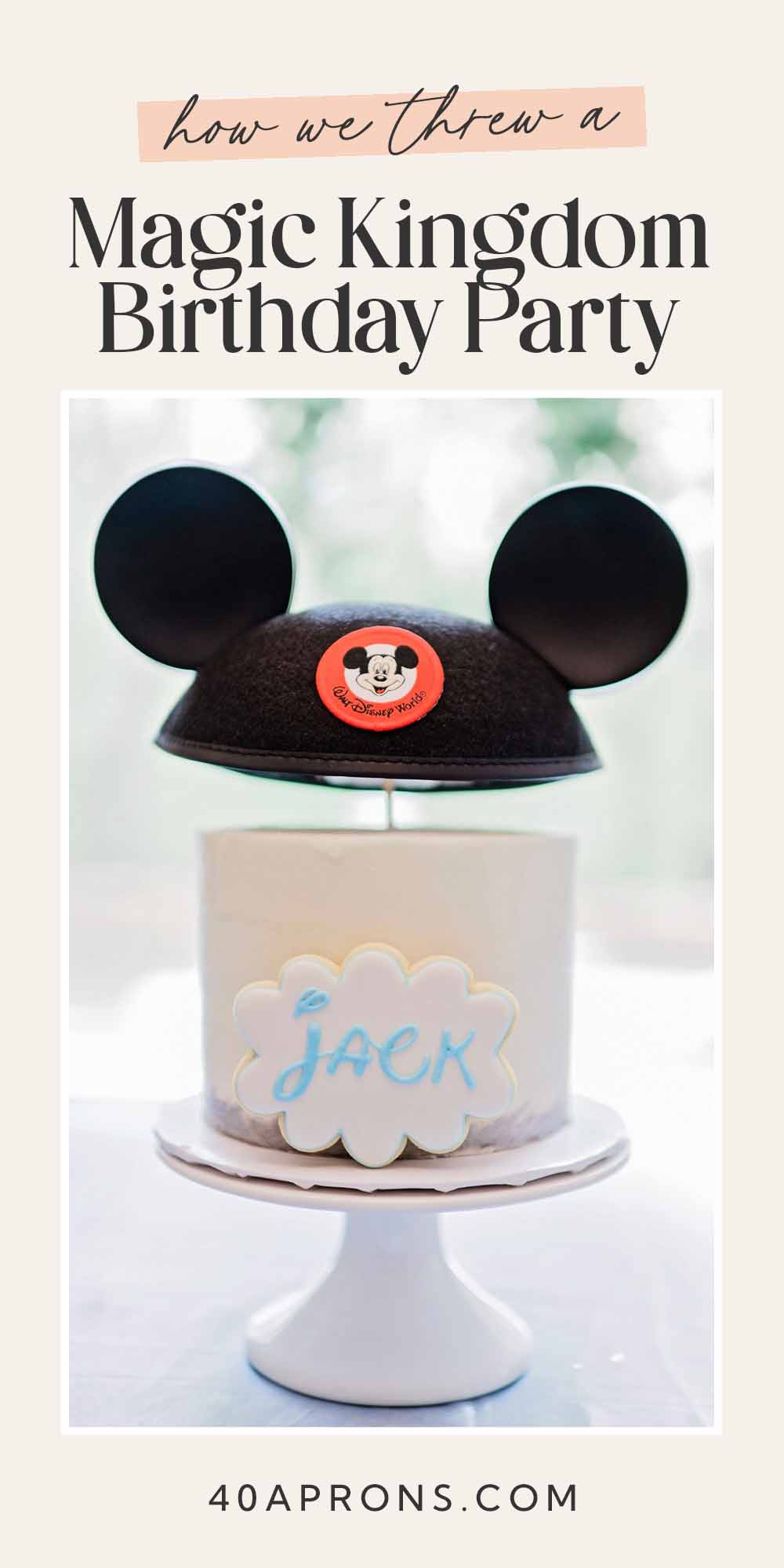 Pin graphic for Magic Kingdom birthday party.