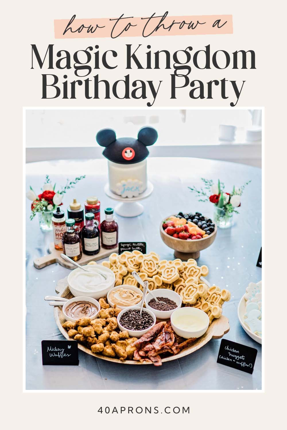 Pin graphic for Magic Kingdom birthday party.