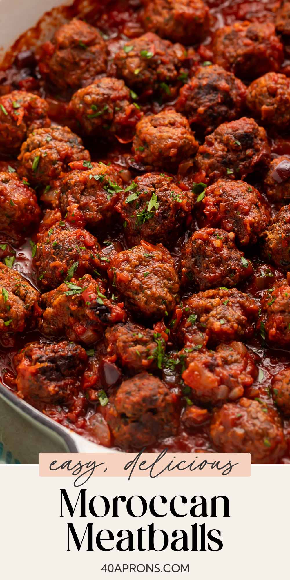 Pin graphic for Moroccan meatballs.