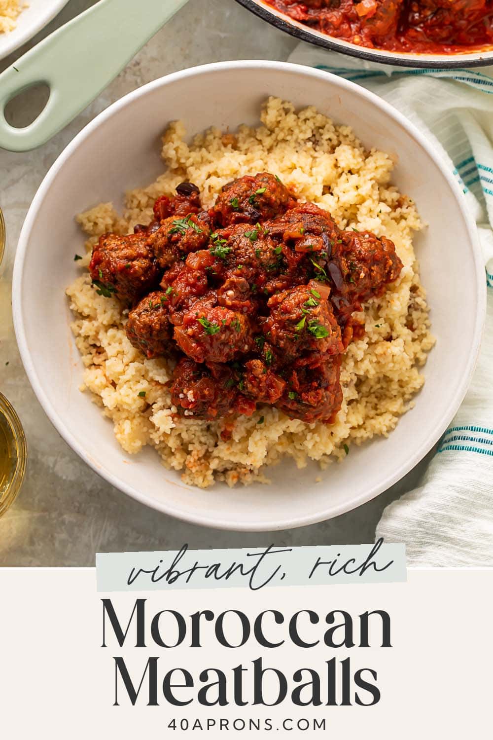 Pin graphic for Moroccan meatballs.