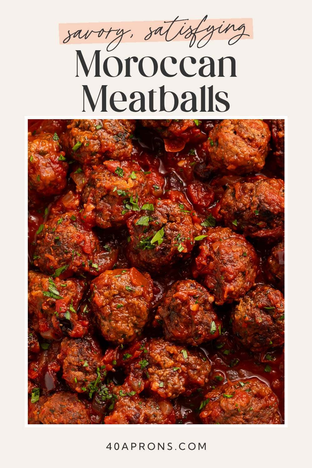 Pin graphic for Moroccan meatballs.