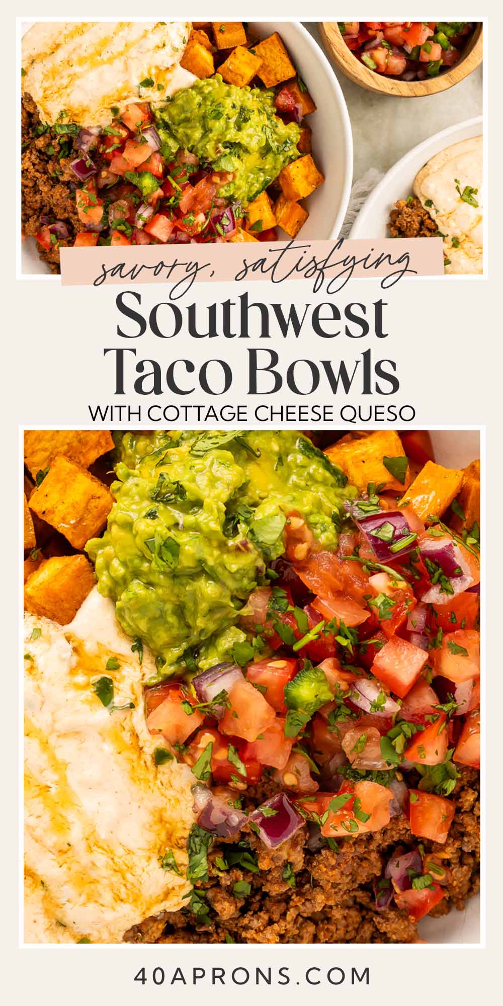 Pin graphic for Southwest ground beef bowl.
