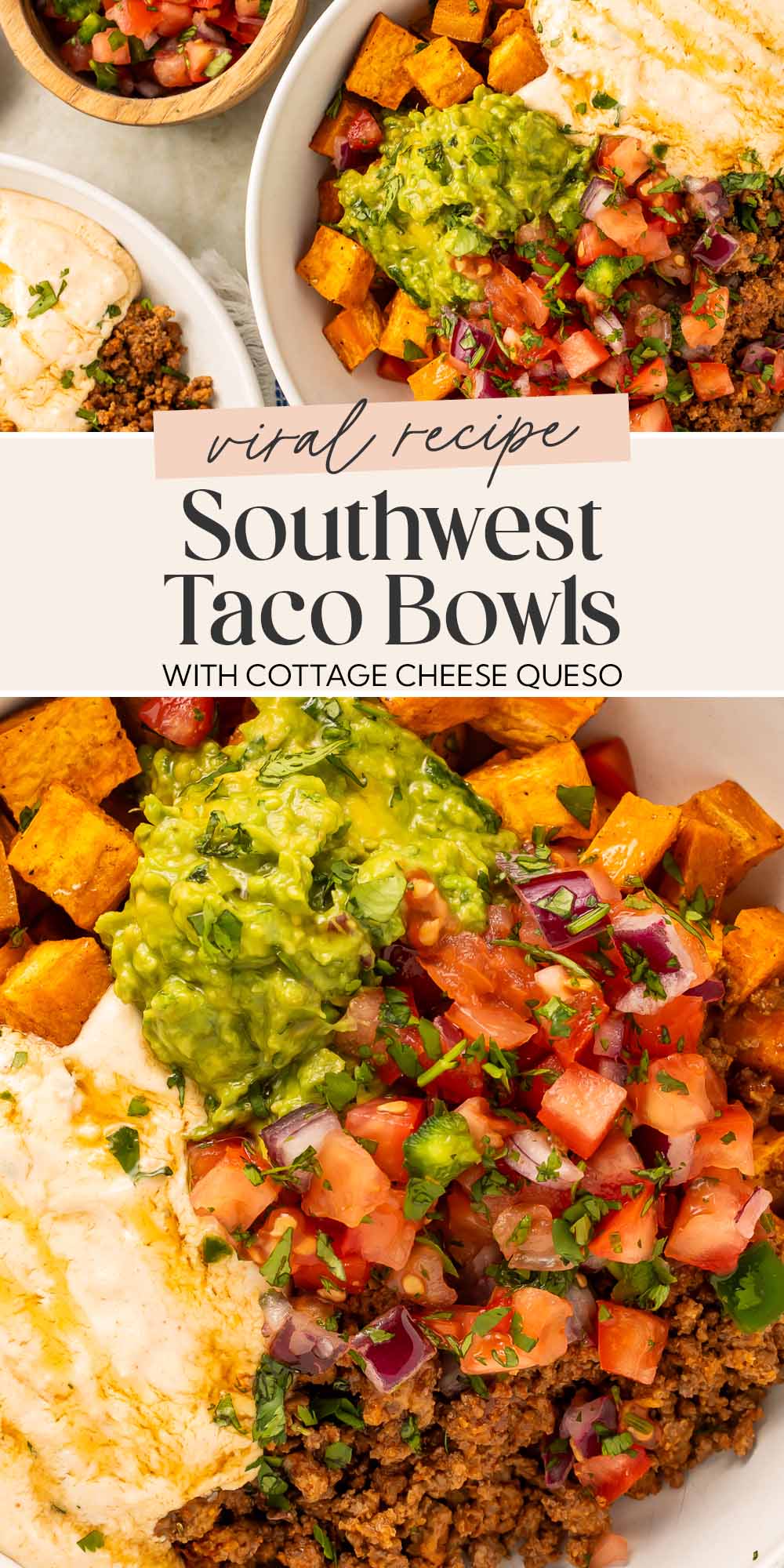 Pin graphic for Southwest ground beef bowl.