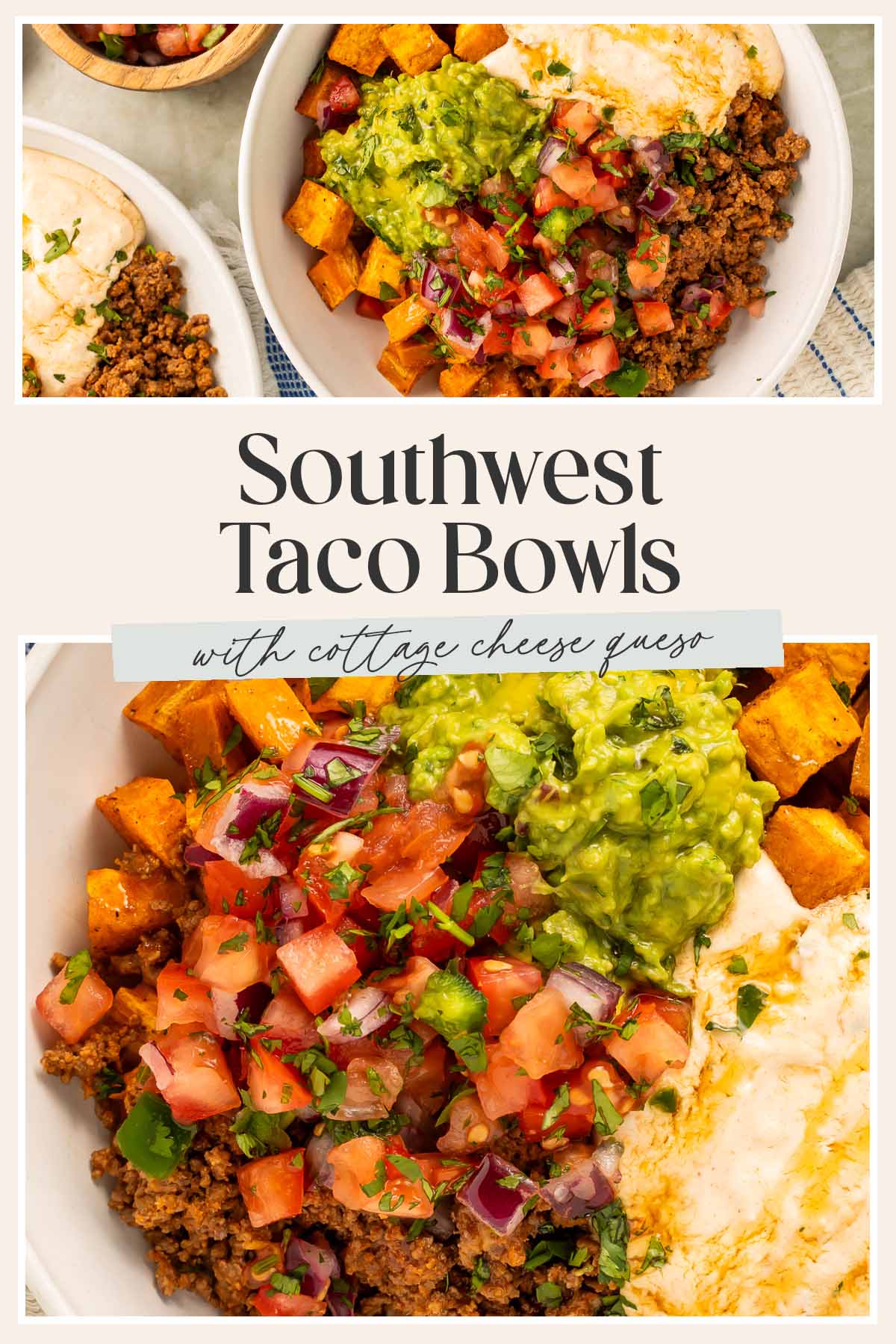Pin graphic for Southwest ground beef bowl.