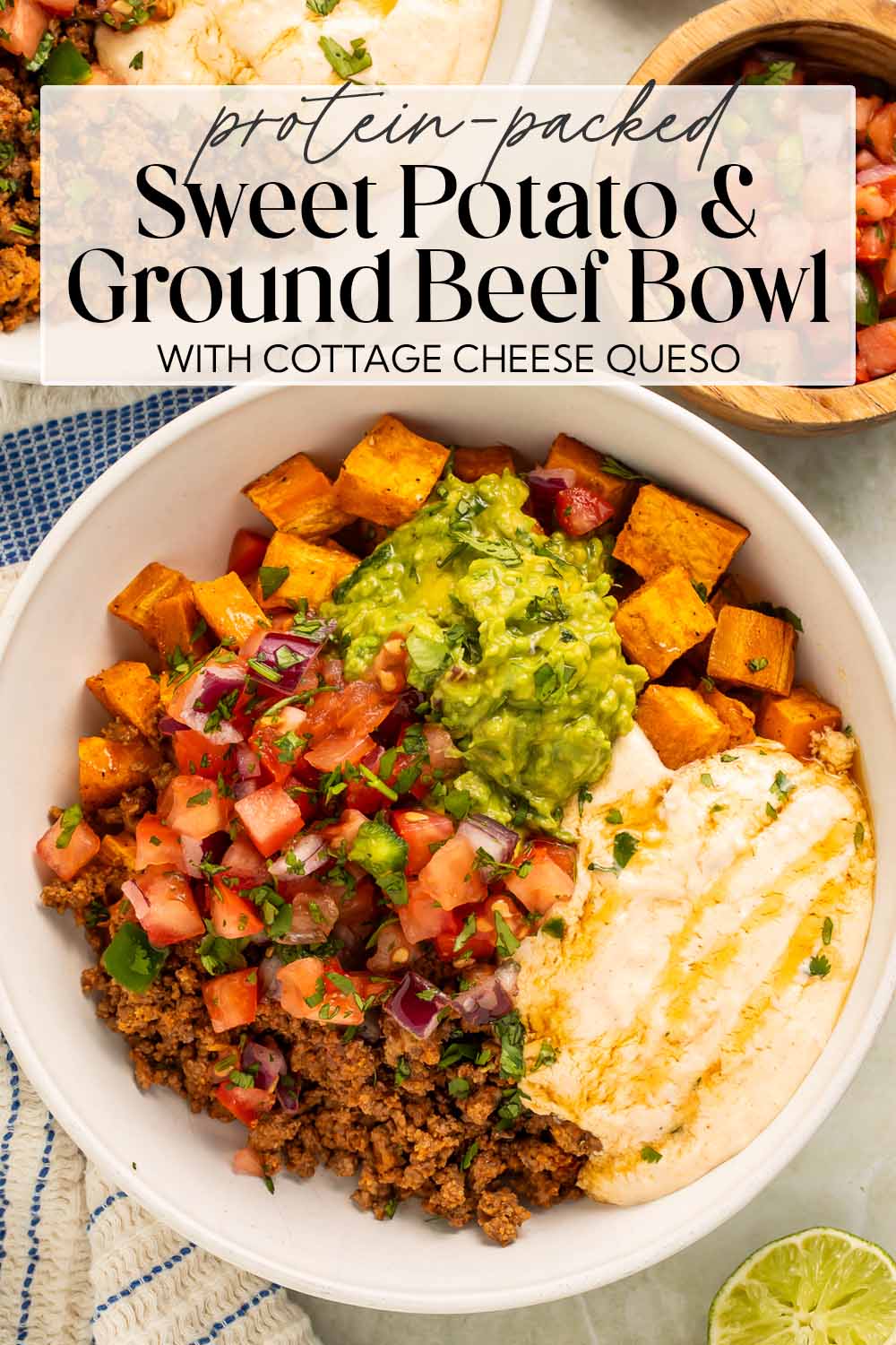 Pin graphic for Southwest ground beef bowl.