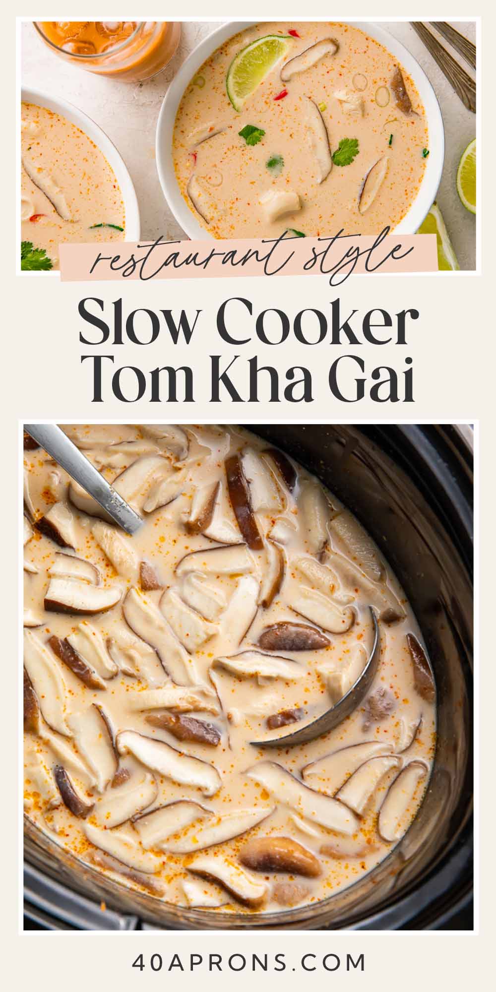 Pin graphic for slow cooker tom kha.