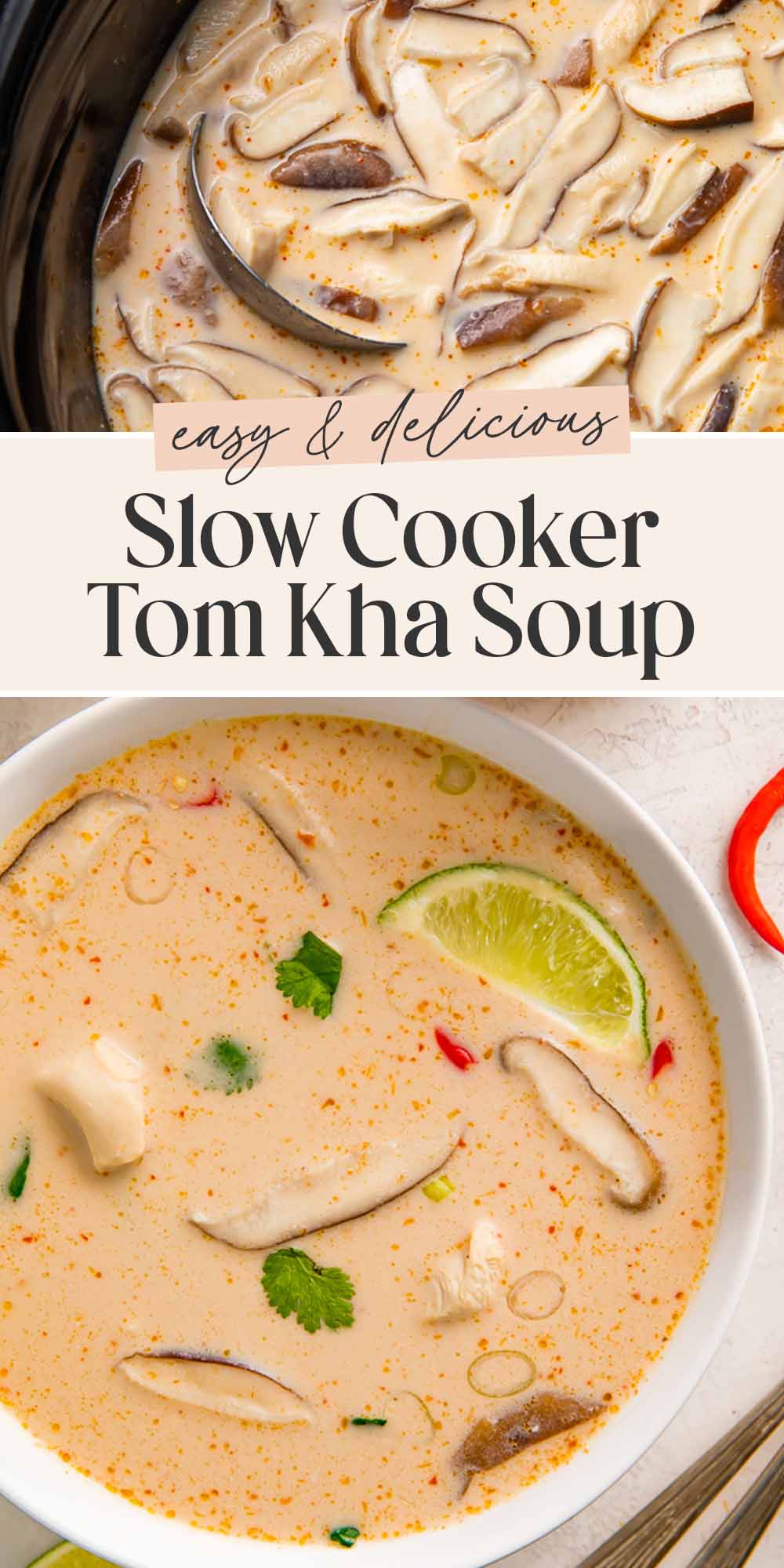 Pin graphic for slow cooker tom kha.