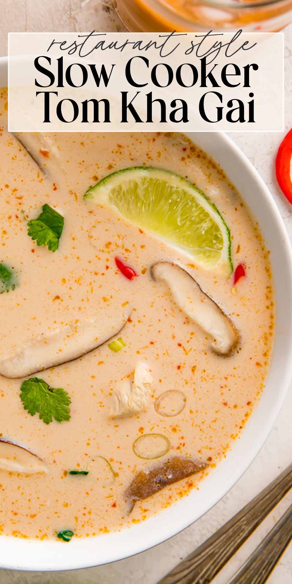 Pin graphic for slow cooker tom kha.