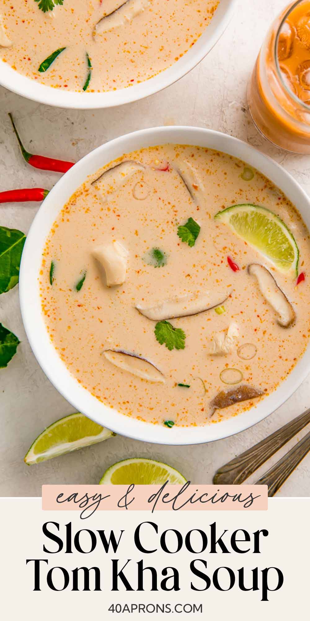 Pin graphic for slow cooker tom kha.
