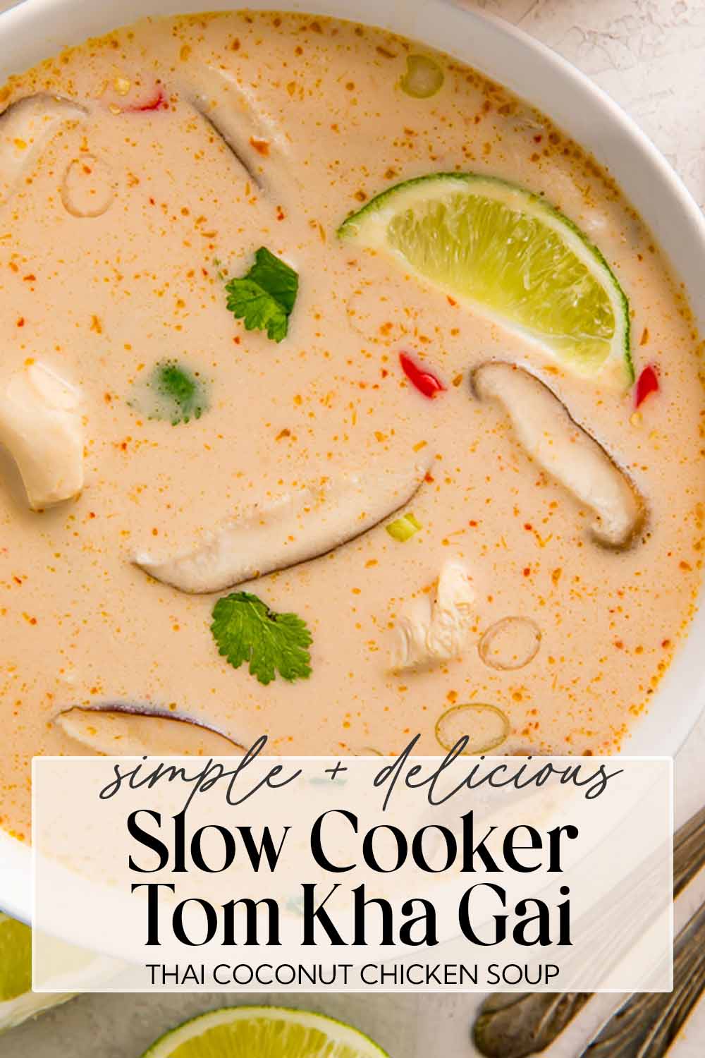 Pin graphic for slow cooker tom kha.