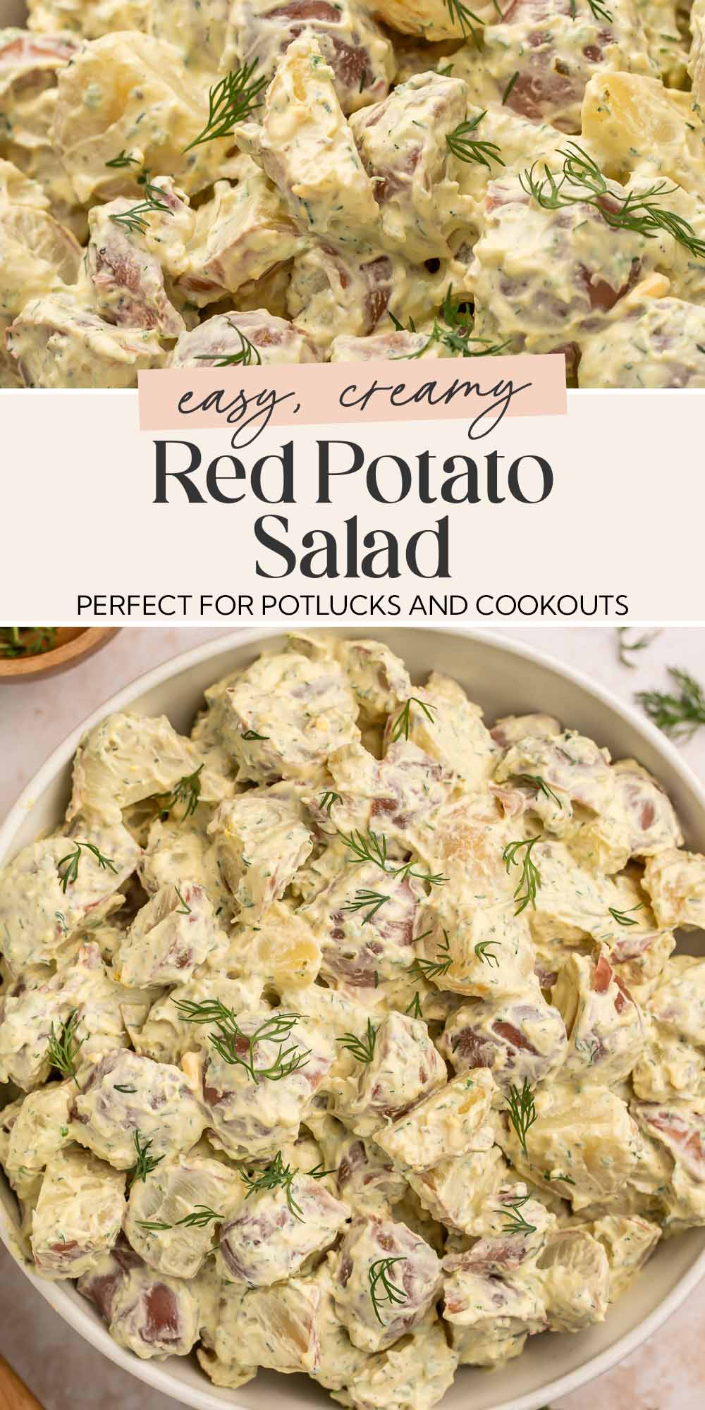 Pin graphic for red potato salad.