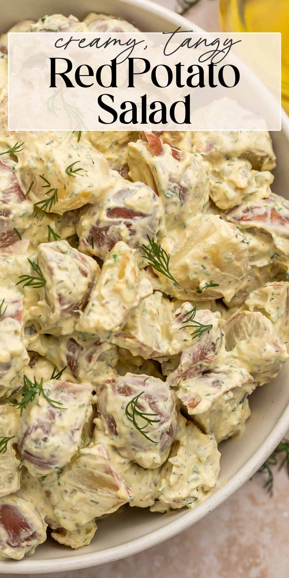 Pin graphic for red potato salad.