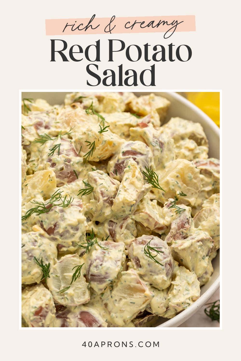Pin graphic for red potato salad.