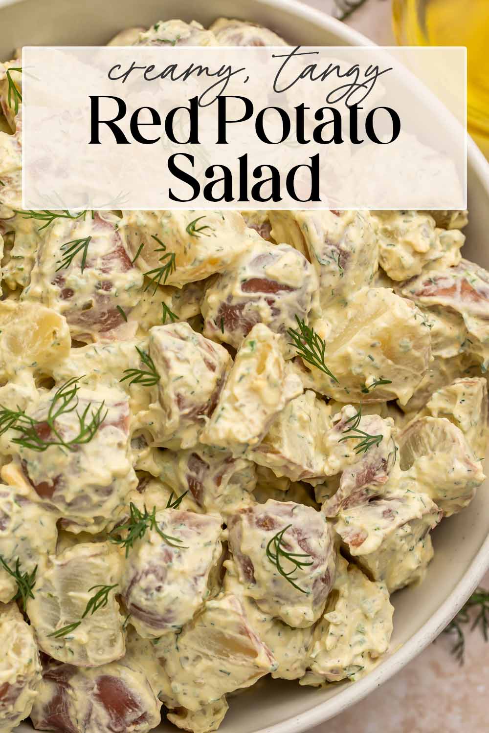 Pin graphic for red potato salad.