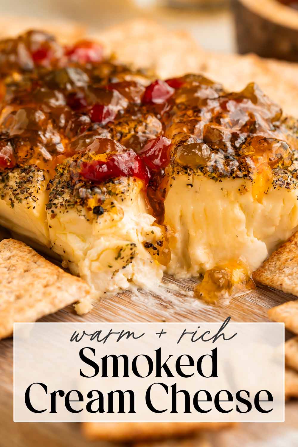 Pin graphic for smoked cream cheese.