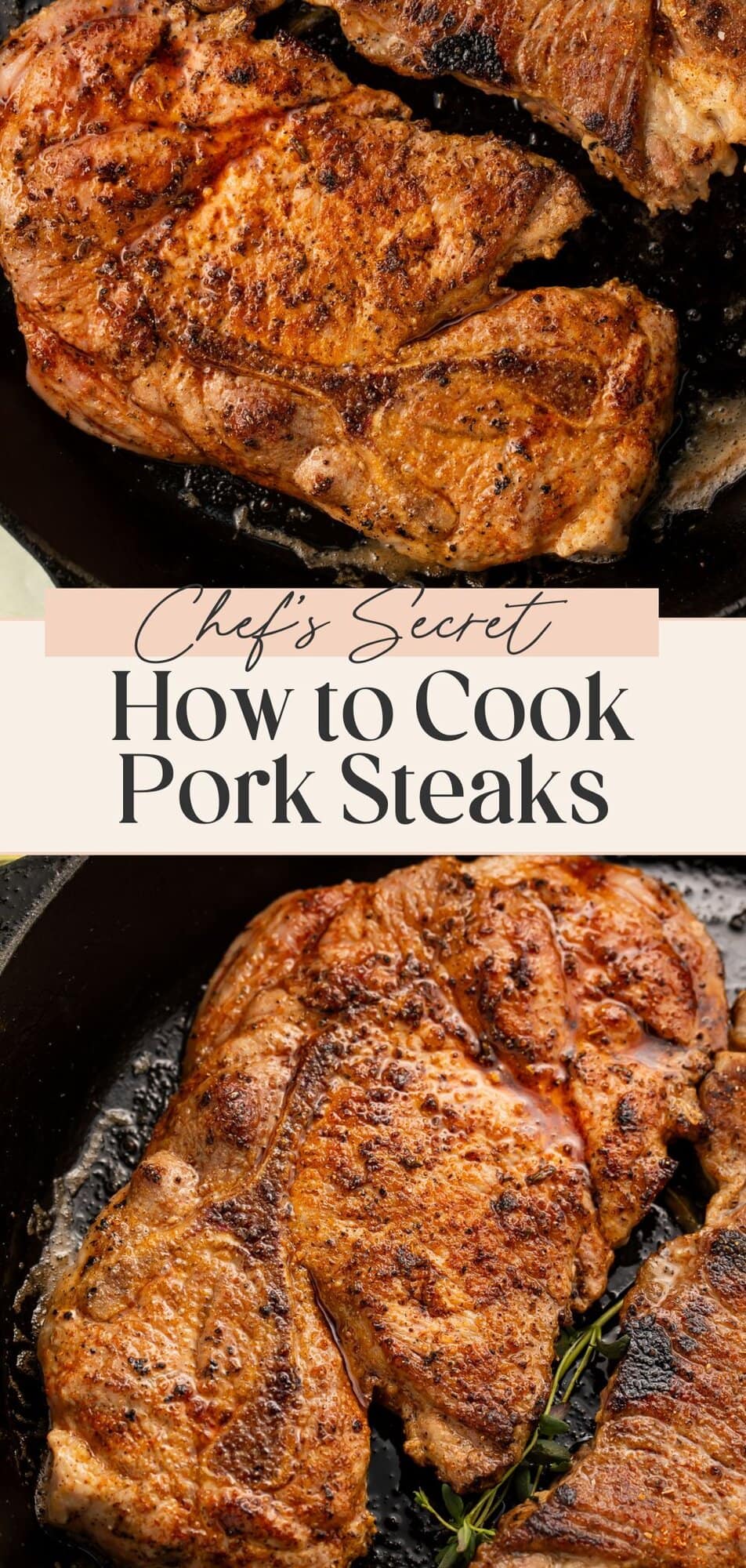 Professional-quality seared pork steaks with herbs showing restaurant-style results at home