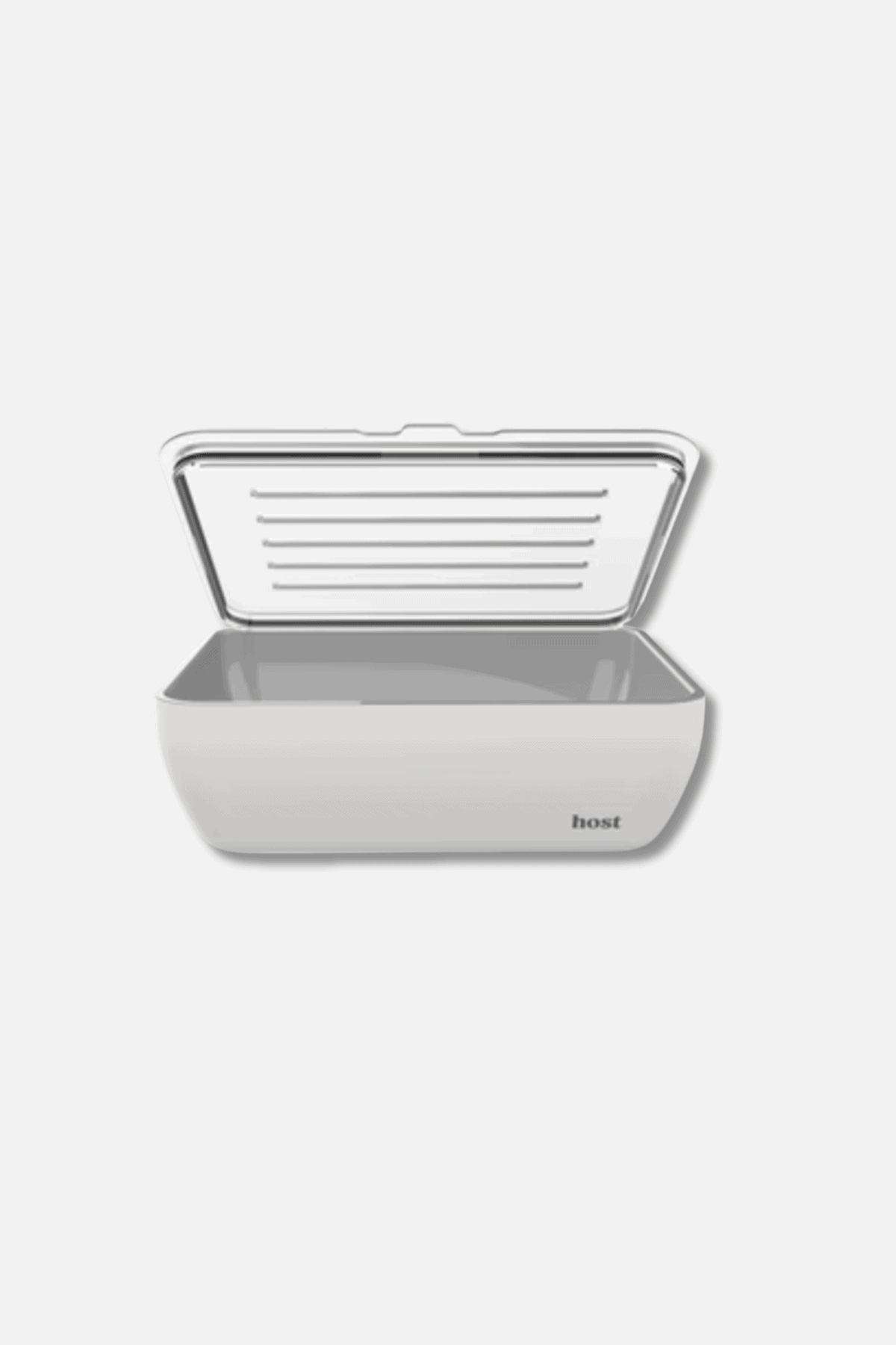 Host Modern white thermal serving dish with lid open showing interior compartment